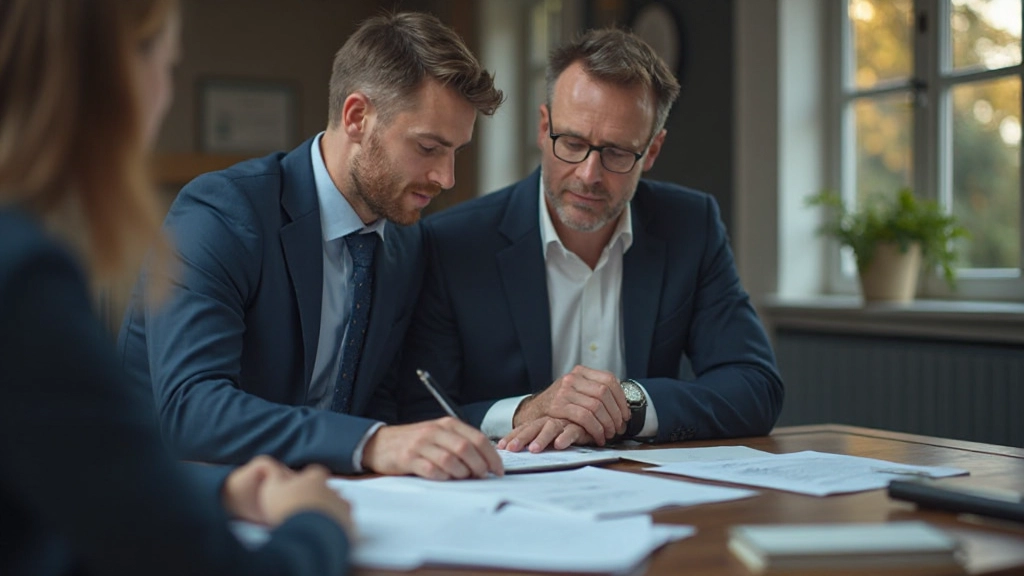 Профессиональный консультант объясняет страховые полисы клиенту за столом в офисе
